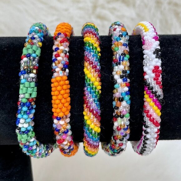 HAND CRAFTED in Nepal Beaded Bracelets (set of 5) #1011 - Picture 5 of 8